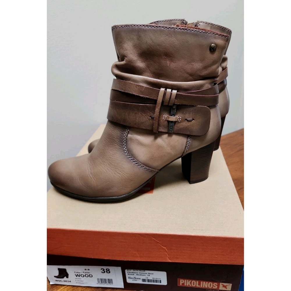 PIKOLINOS‎ SHOES VERONA EU 38 W5C-9634 WOOD LEATHER ANKLE BOOT BOOTIES US 7.5/8